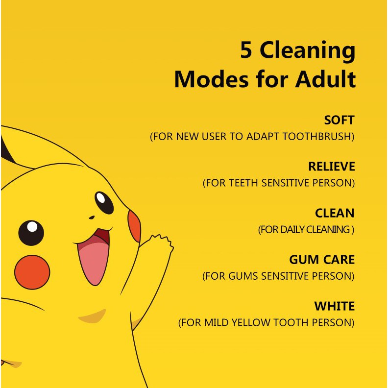 Bàn Chải Đánh Răng Điện APIYOO Hình Pokémon Pikachu Phiên Bản Giới Hạn Lông Mềm Bảo Vệ Thông Minh Cho Người Lớn/Trẻ Em