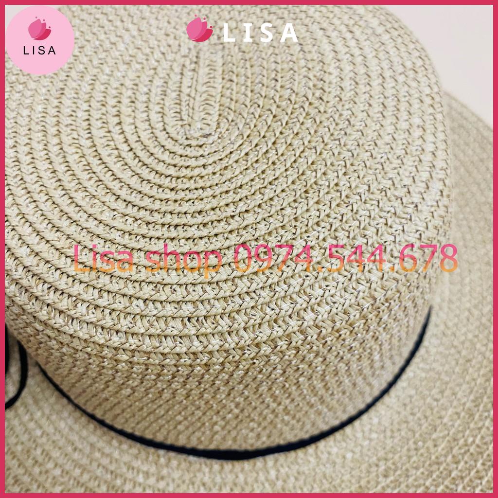 Mũ cói đi biển, nón cói đi biển thời trang nữ mặt sau phối nơ hot trend 2021, M19 -- Lisa