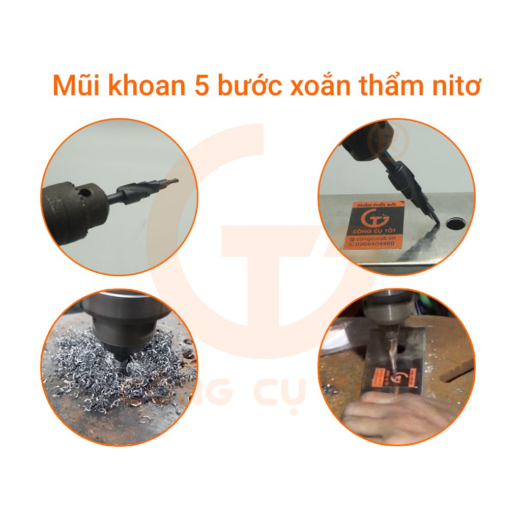 Mũi khoan bước xoắn chuôi tròn vát thép gió thẩm Nitơ