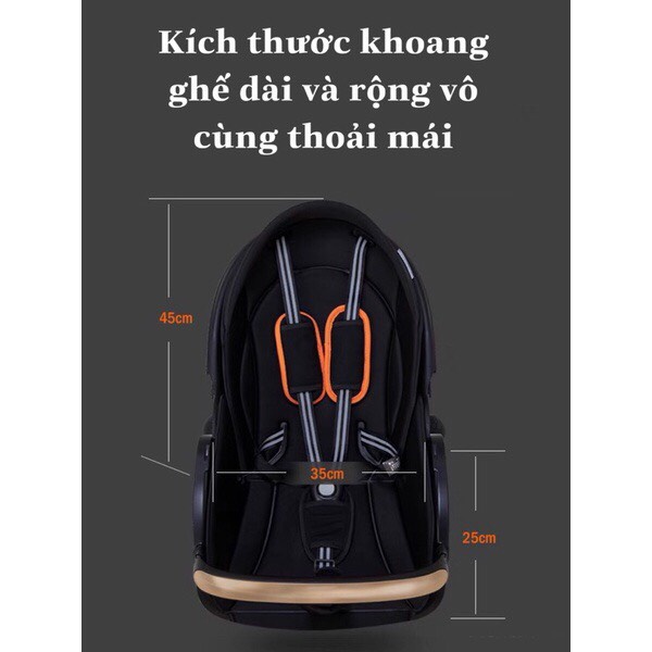 Xe đẩy V9 baobaohao gấp gon có tư thế nằm cho bé xoay 2 chiều phù hợp cho bé từ sơ sinh đến 6 tuổi mẫu mới 2022