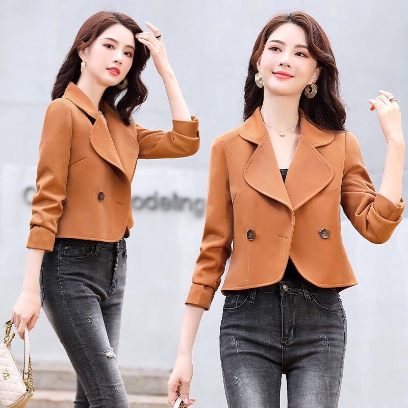 Áo khoác vest ngắn dáng ôm phong cách Hàn Quốc thời trang thu đông mới 2021