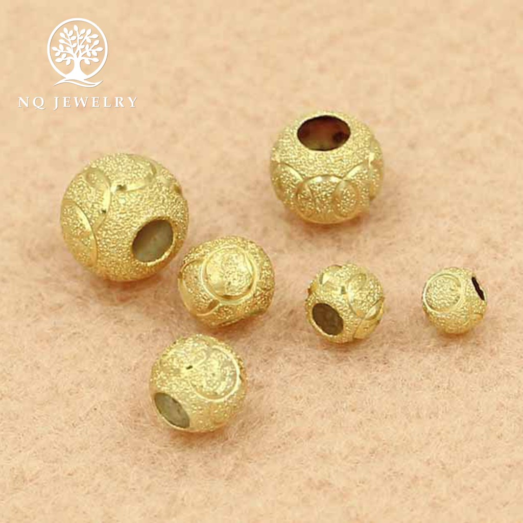 Charm bạc bi tròn họa tiết mạ vàng - NQ Jewelry