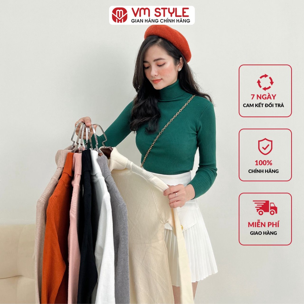 Áo len nữ cổ lọ dài tay VMSTYLE dáng ôm co giãn thời trang thu đông Hàn Quốc - ALU00063