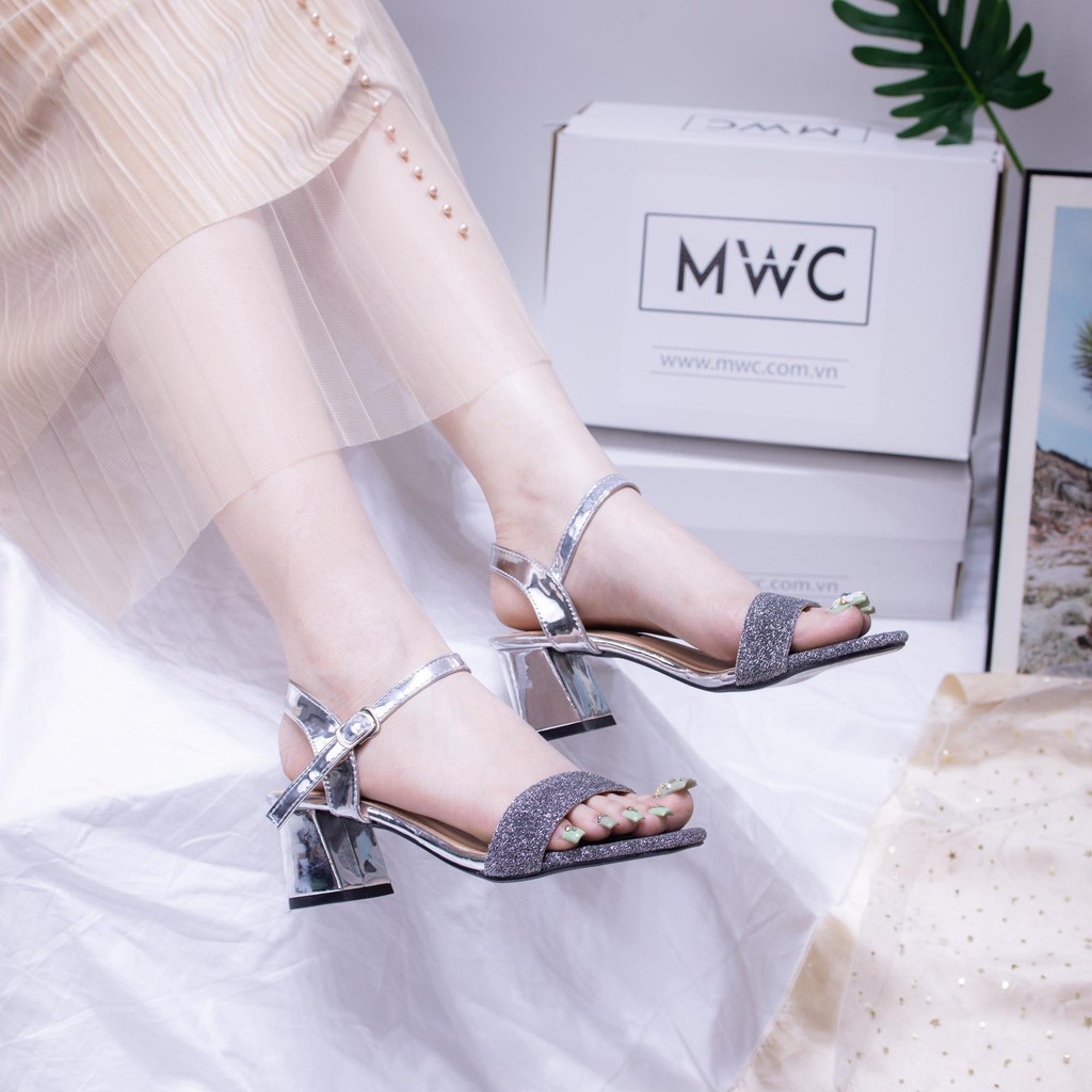 GIÀY CAO GÓT NỮ MWC - GIÀY SANDAL CAO GÓT QUAI NGANG - CAO GÓT SANDAL ĐẾ VUÔNG CAO 5CM - CAO GÓT HỞ MŨI - NUCG-3896