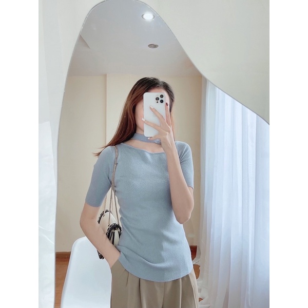 Annie shirt - áo len tăm thiết kế khoét vai