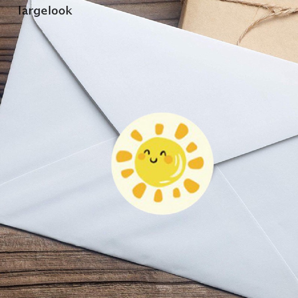 Cuộn 500 miếng dán nhãn niêm phong trang trí hình tròn in chữ cái Thank You hoa hoạt hình đáng yêu dành cho sổ tay