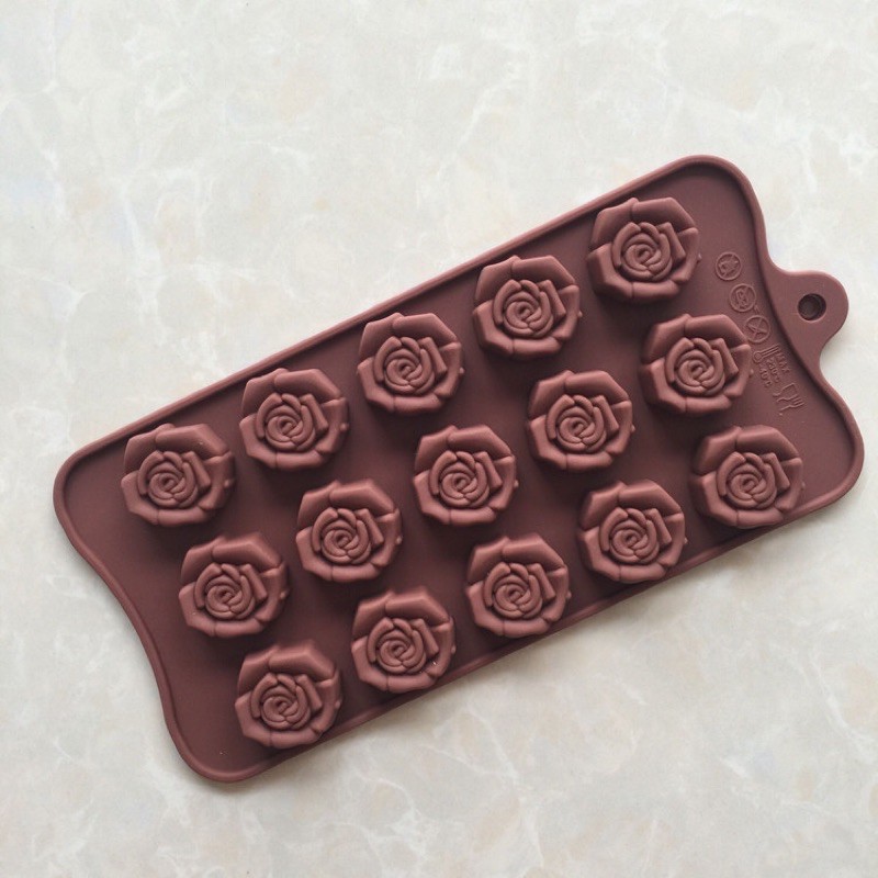 Khuôn silicon hoa hồng 15ô