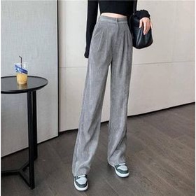 Quần ống rộng nữ dài 100cm chất nhung tăm cạp khóa trước thời trang-mã 89