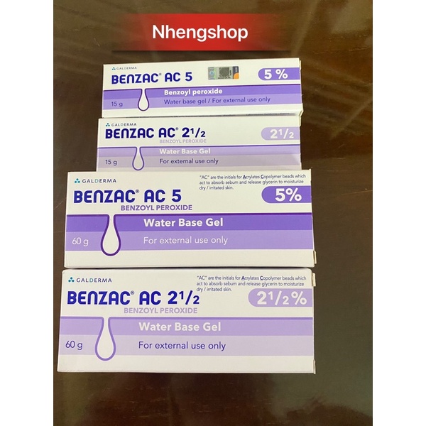 [15/60] (Benzoyl Peroxide) Kem hỗ trợ Benzac AC 2.5%/5%