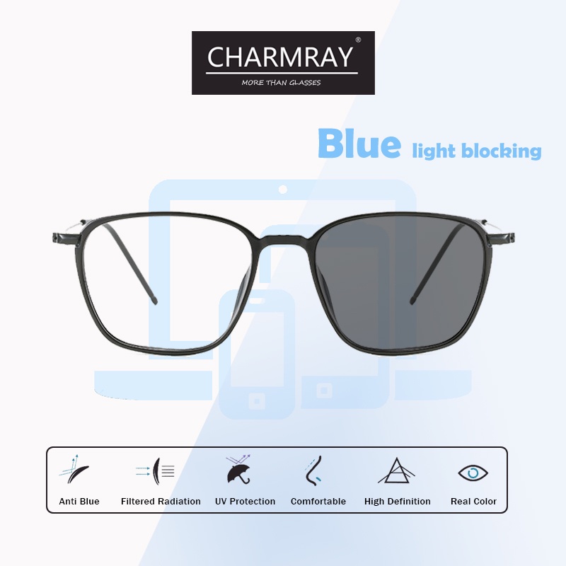 Mắt kính chống bức xạ CHARMRAY hình vuông thời trang cho nam nữ