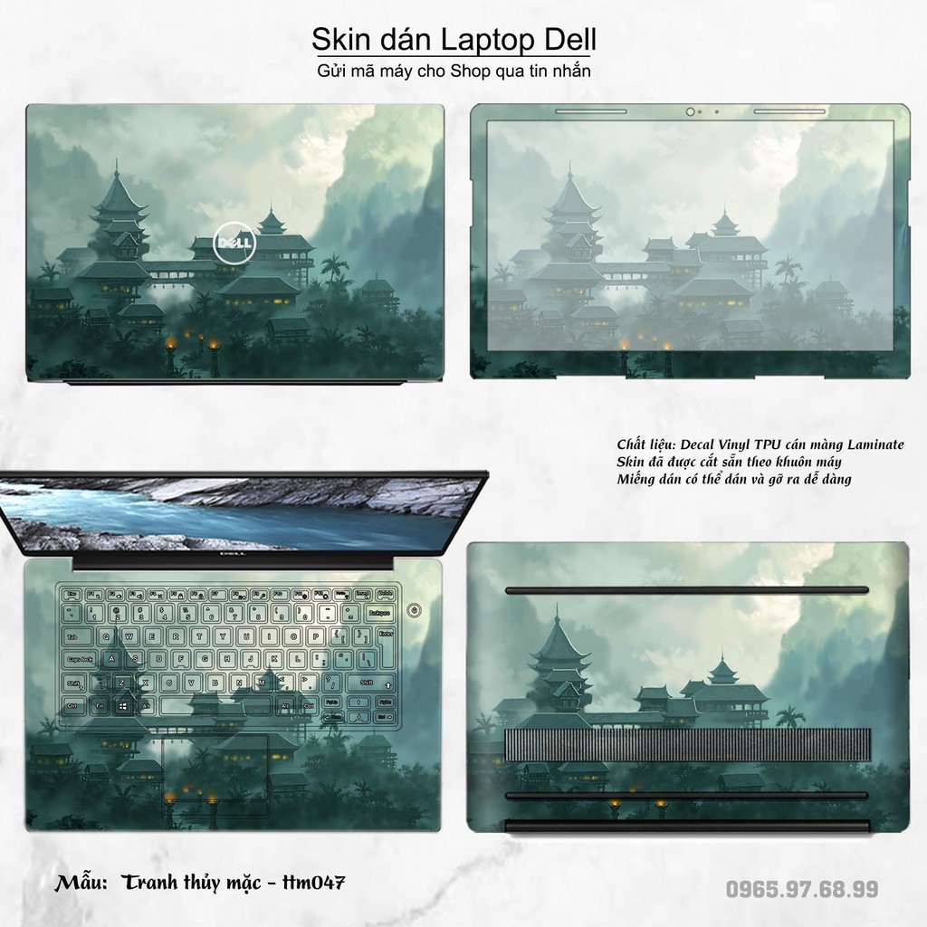 Skin dán Laptop Dell in hình Tranh thủy mặc nhiều mẫu 2 (inbox mã máy cho Shop)