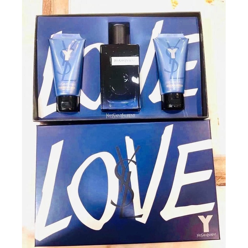 Bộ nước hoa Gift Set Yves Saint Laurent Y Eau de Parfum 3pcs (Nước hoa 100ml + sữa tắm 50ml + dưỡng sau cạo râu 50ml) | Thế Giới Skin Care