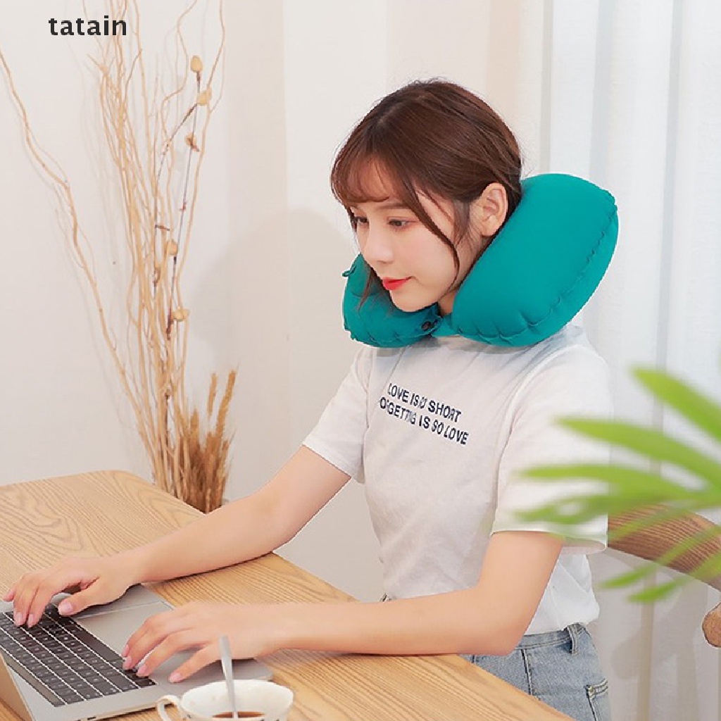 [TAT] U-Shape Travel Pillow Air Inflatable Pillows Folding Press Type Neck Cushion CVX