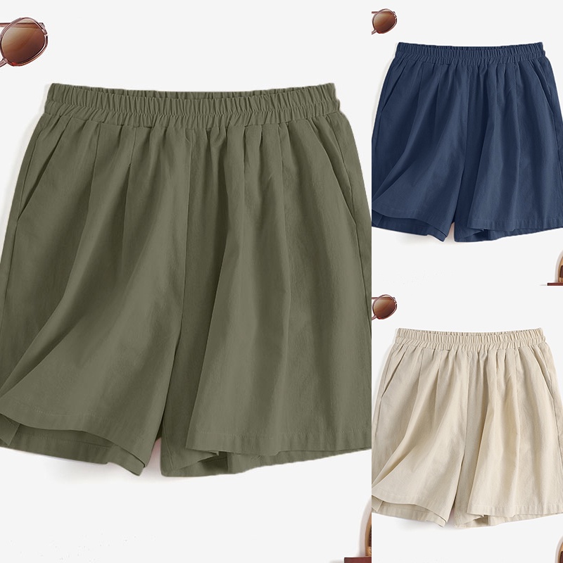 Quần ngắn Zanzea ống rộng lưng cao màu trơn thời trang dành cho nữ