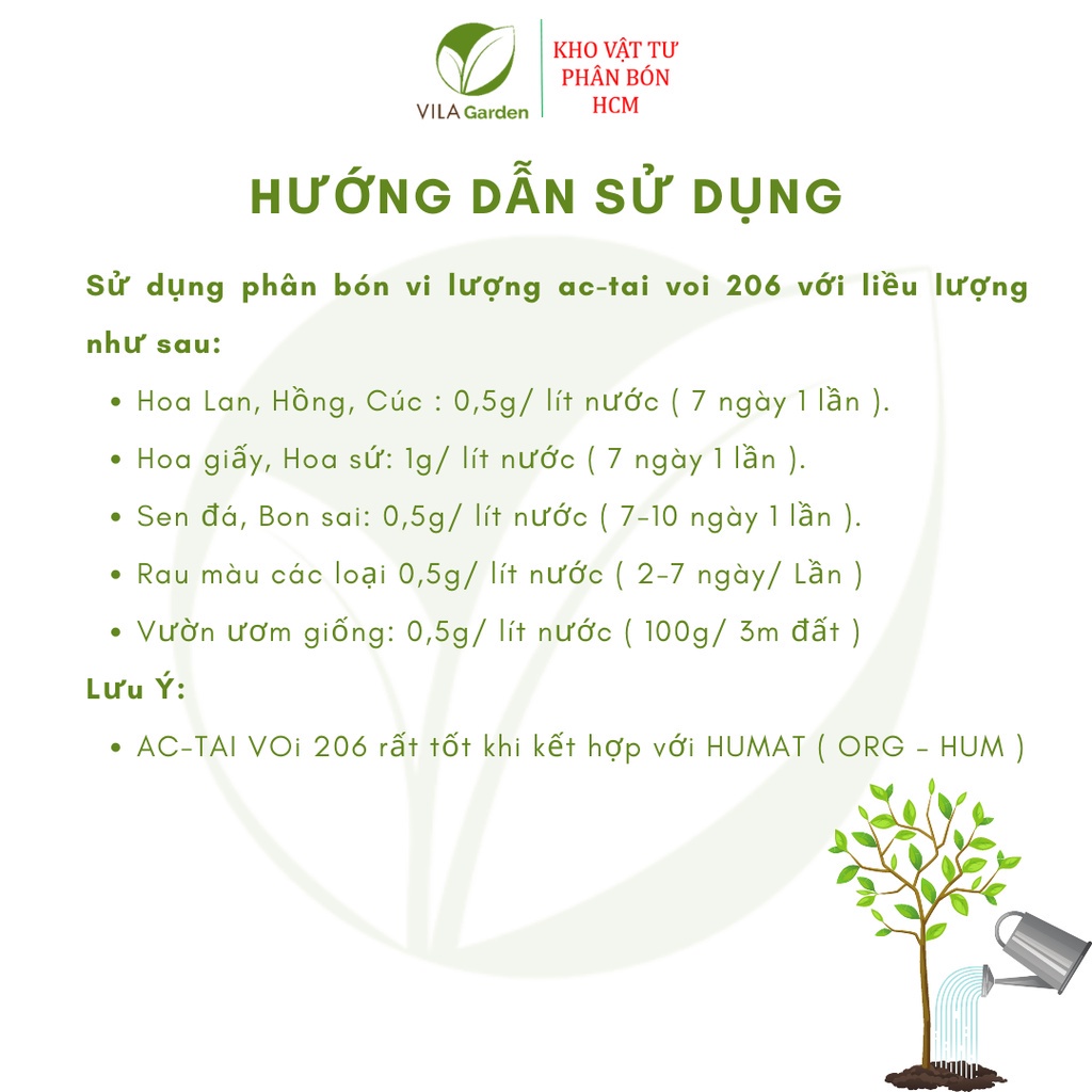 Phân Bón Vi Lượng Có Chất Điều Hoà Sinh Trưởng AC-TAI VOI 206 Tốt Rễ Mập Mầm hũ 100g