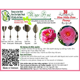 Dụng cụ làm thạch rau câu 3D Ngọc Huệ (bộ 5 kim số 31 - hoa mẫu đơn)