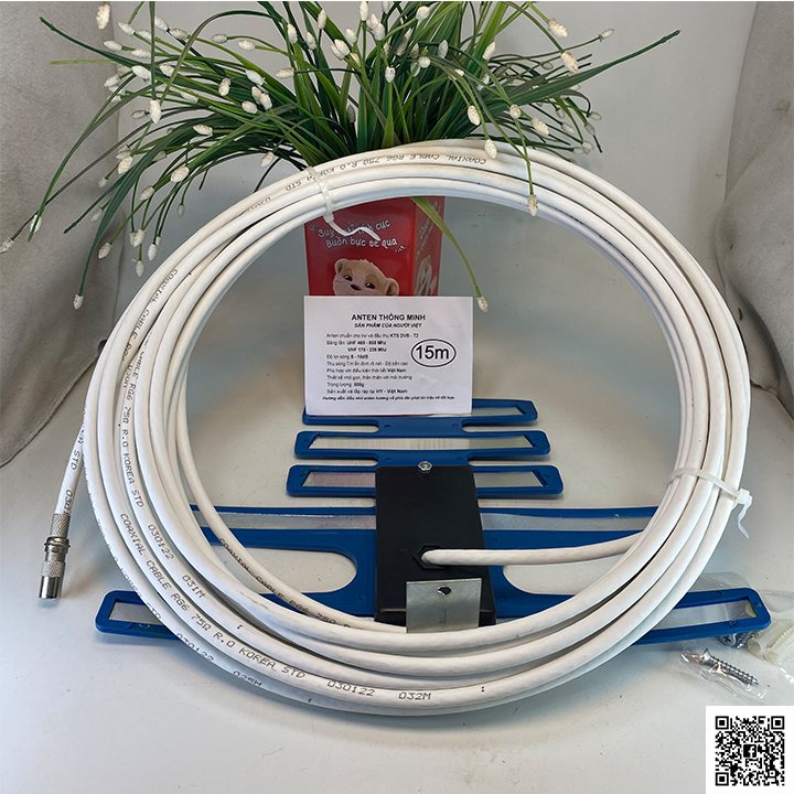 Anten xanh thông minh DVB-T2 dùng cho tivi và đầu KTS kèm 15m dây mới,hàng chuẩn Phuzinshop