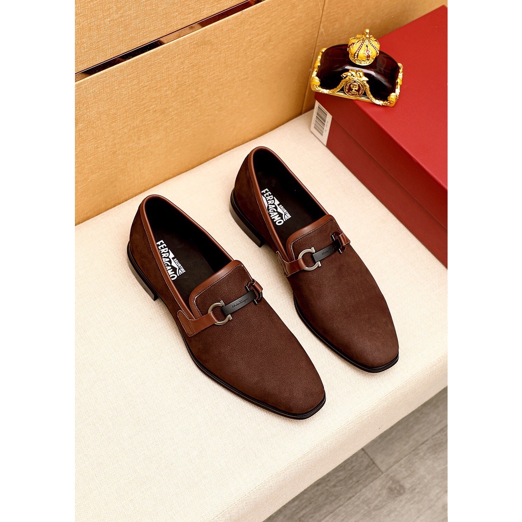 Giày tây lười nam da thật cao cấp Ferragamo thiết kế mang phong cách retro mang đến sự lịch lãm