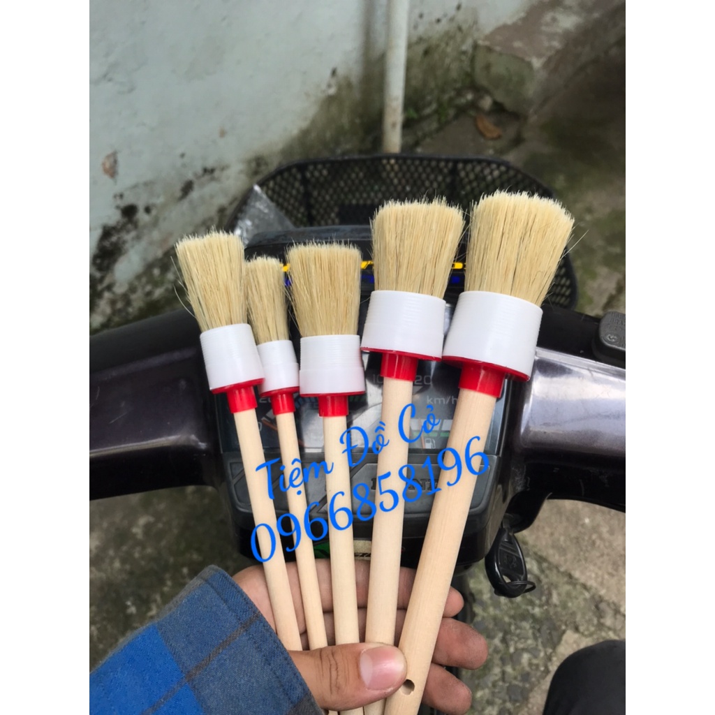 BỘ 5 CÂY CỌ LÔNG HEO CÁN GỖ VỆ SINH CHI TIẾT XE MÁY