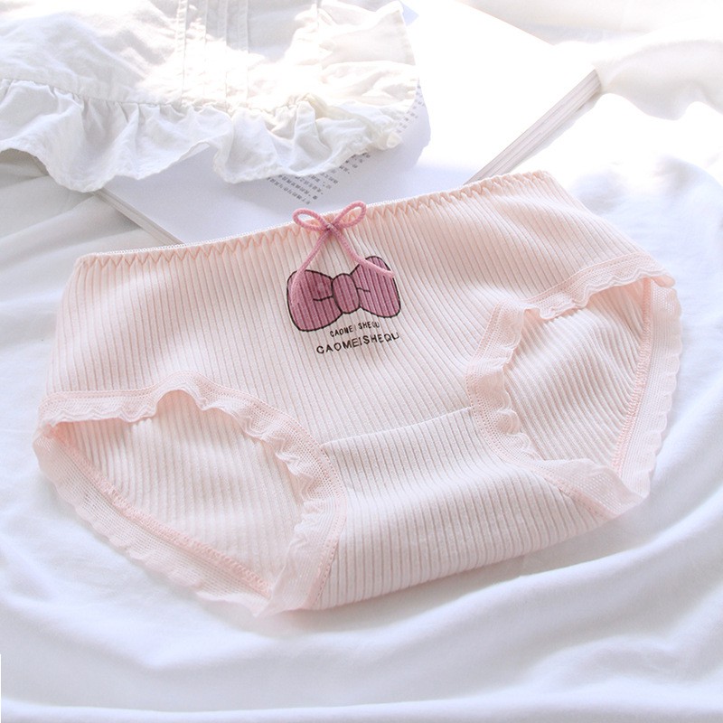 Quần Lót Nữ Cotton Siêu Co Dãn Chân Cún Nơ Hồng