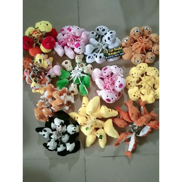 sỉ móc treo chìa khóa gấu bông thú nhồi mini treo cặp sách balo