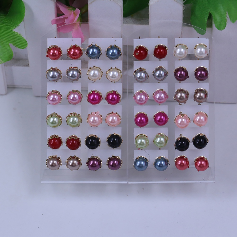 Set 12 Đôi Bông Tai Ngọc Trai Giả Thanh Lịch Cho Nữ