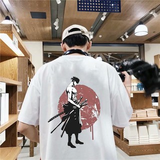 Áo thun one piece - áo in hình zoro samurai, áo phông cotton tay ngắn