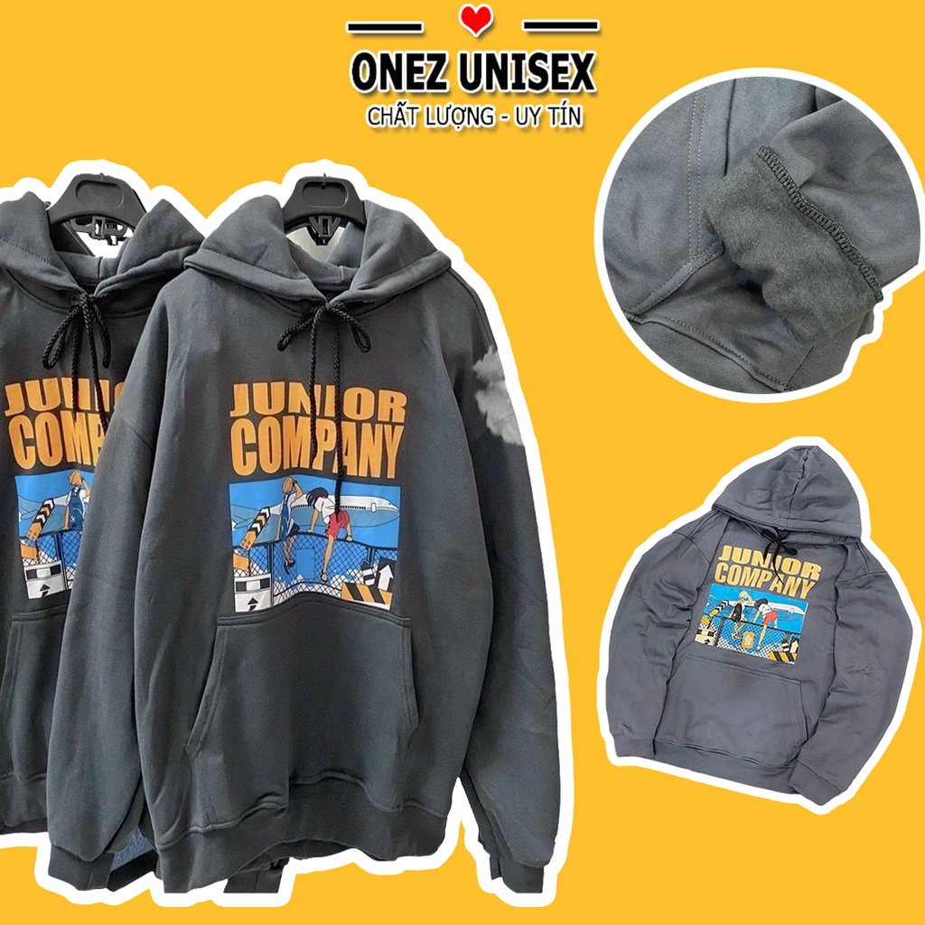 Áo Hoodie Junior Company  ONEZ Nỉ Lót Bông Unisex tay phồng