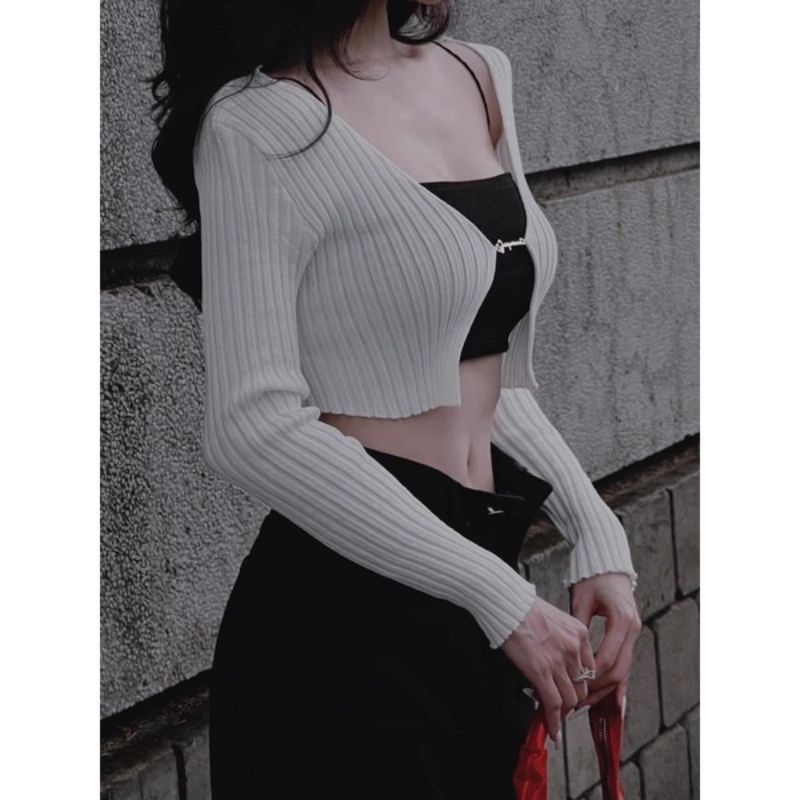 Áo khoác croptop xích ngực LP alohashop91