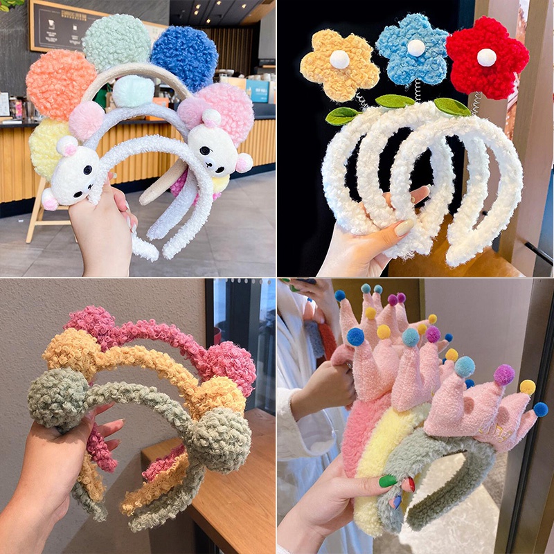 Băng đô tai thỏ họa tiết hoa/chuột Mickey dễ thương phong cách Hàn quốc