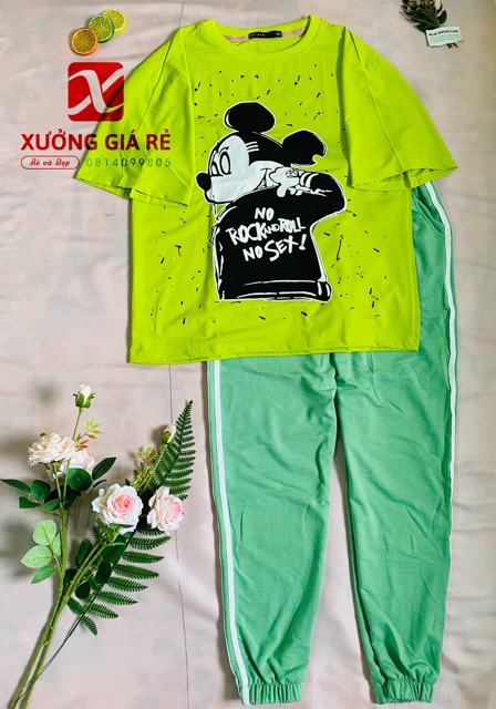 SET DÀI CARTOON QUẦN JOGGER XANH