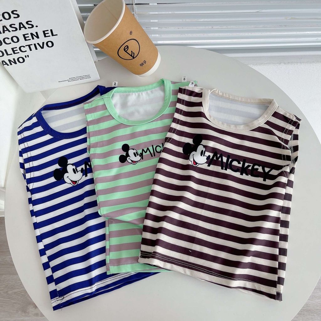 Bộ ba lỗ sát nách in hình micki cho bé trai bé gái mặc đều xinh, quần áo bé trai từ 7-25kg - SUMO KIDS