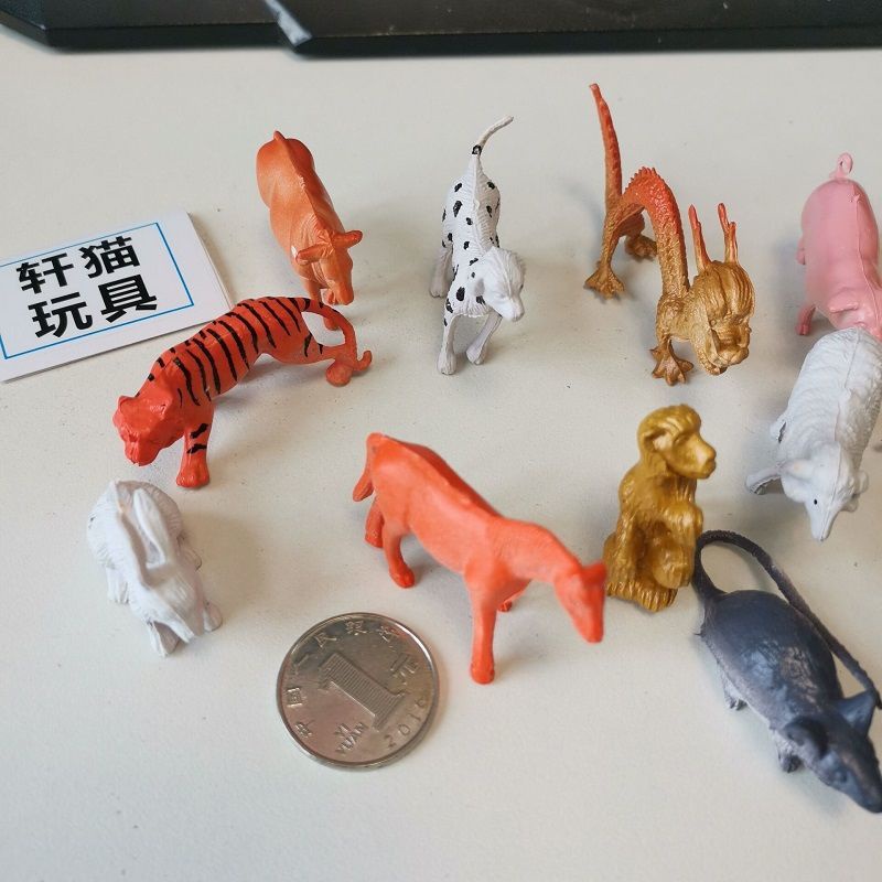 ✳❦12 miếng mô phỏng hình tĩnh 2 inch cung hoàng đạo trẻ em xác định quầy hàng động vật bán chạy đồ chơi rồng ngựa