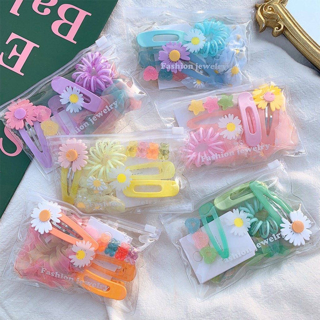 SIÊU HOT  COMBO 7 MÓN KEP TÓC + BUỘC TÓC VÀ TÚI ZIP CHO NỮ SL