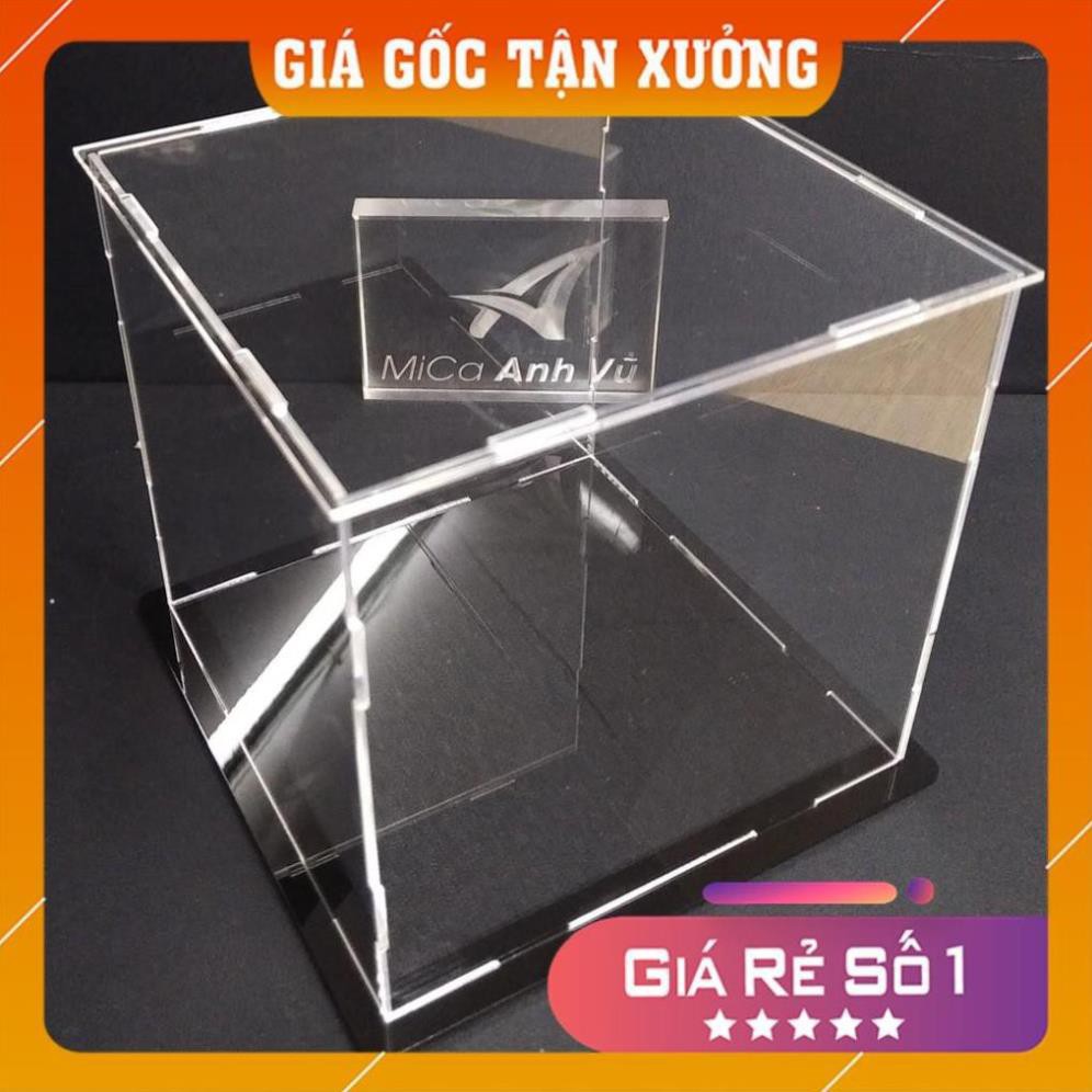 Hộp trưng bày 25x25x25cm mica trong chống bụi đế nhiều màu - lắp ghép