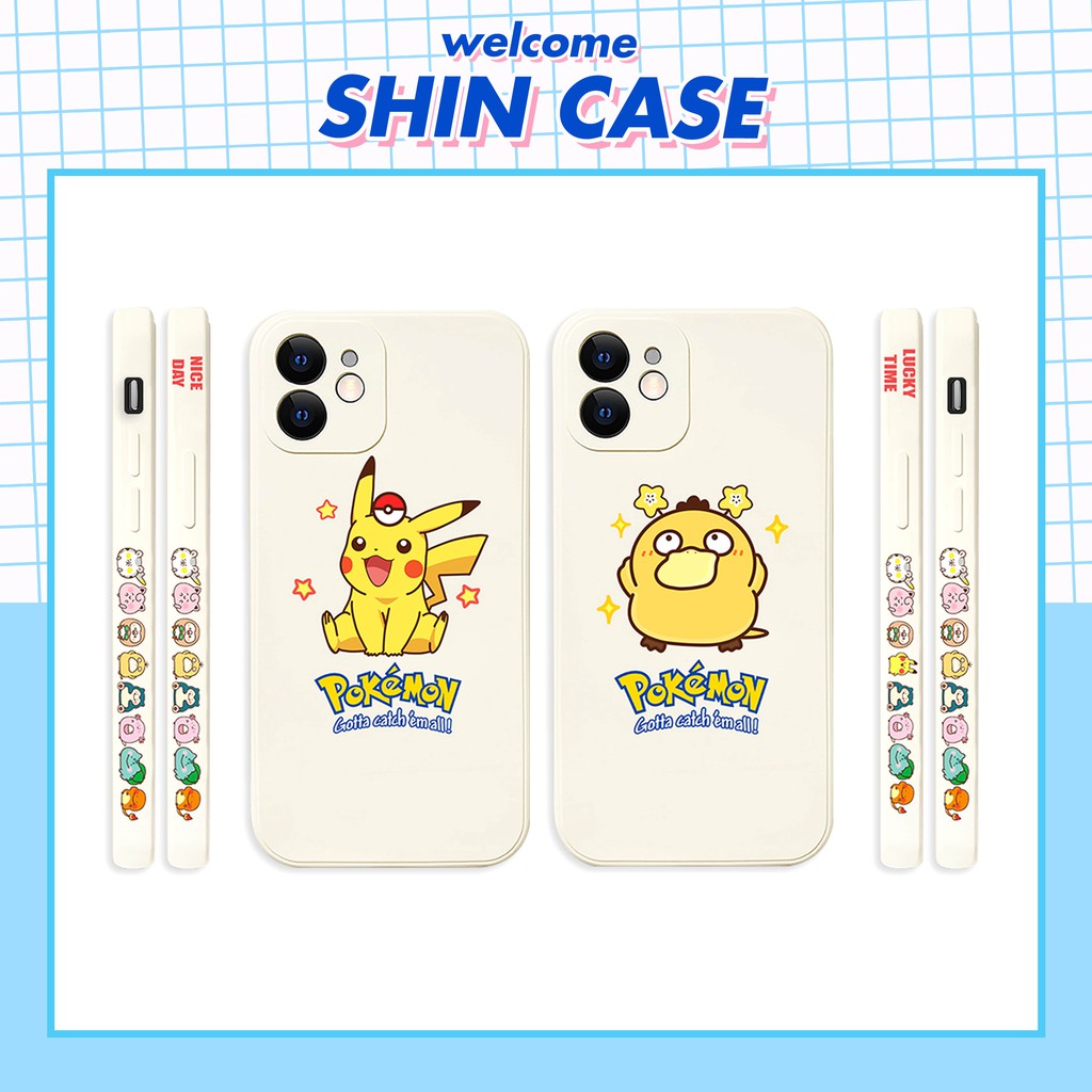 Ốp lưng iphone Pika & Psyduck cạnh vuông hình BVC 5s/6/6plus/6s/6splus/7/7plus/8/8plus/x/xr/xs/11/12/pro/max/plus/promax