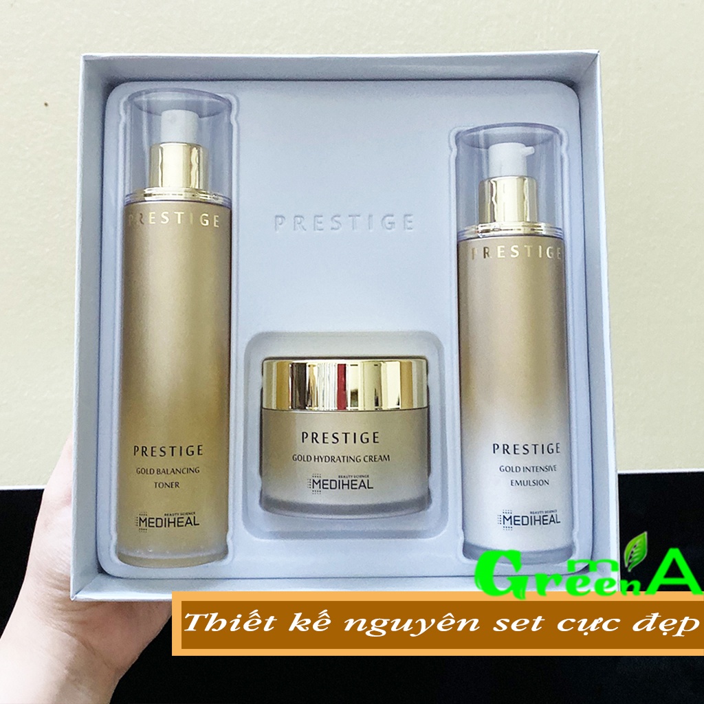 Mediheal Set Dưỡng Da 3 Món Toner Sữa Dưỡng Kem Trẻ Hóa Chống Lão Hóa Chuyên Sâu Mediheal Prestige Gold Skin Care Set