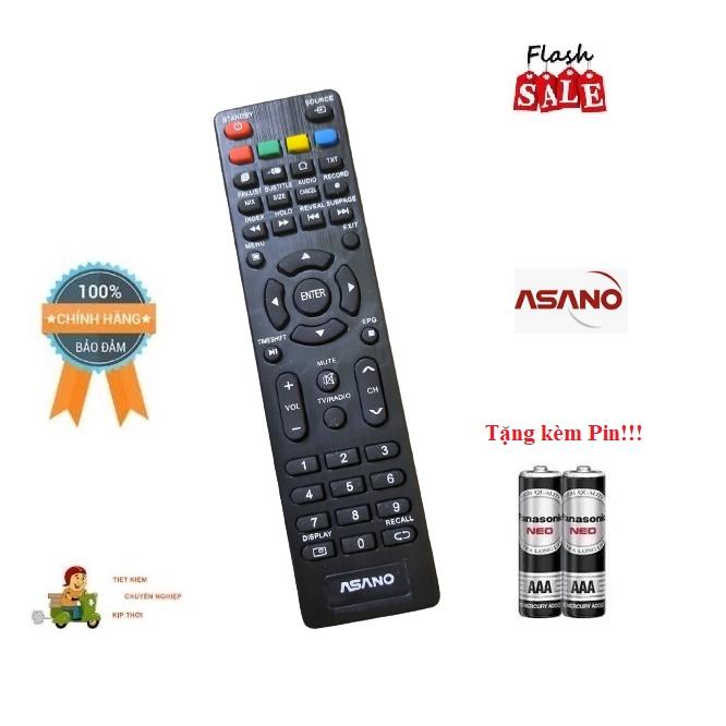 Remote Điều khiển TV Asano ngắn - Hàng mới chính hãng 100% tặng kèm Pin