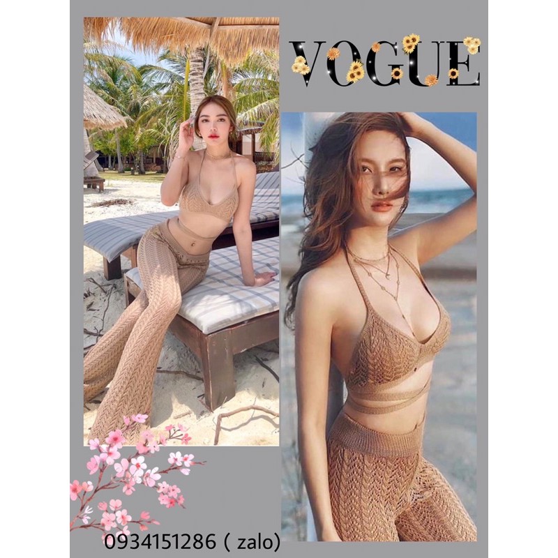 Bikini len móc bra quần dài cực sang chảnh
