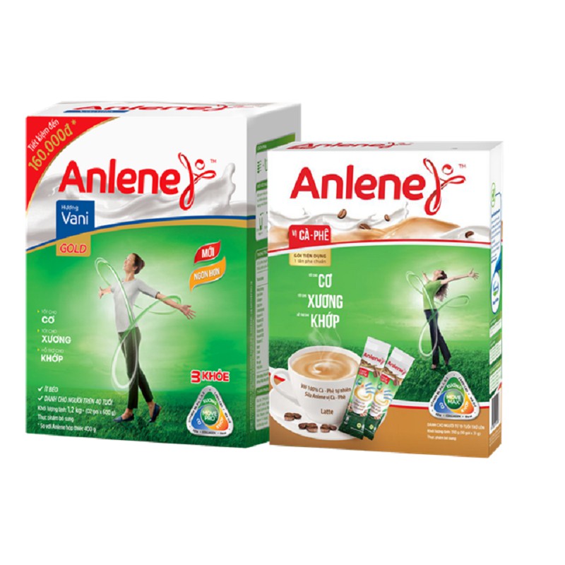 Combo 1 hộp Sữa Anlene Gold Hương Vani 1,2Kg + 1 hộp Anlene hương Cà phê hộp 310g