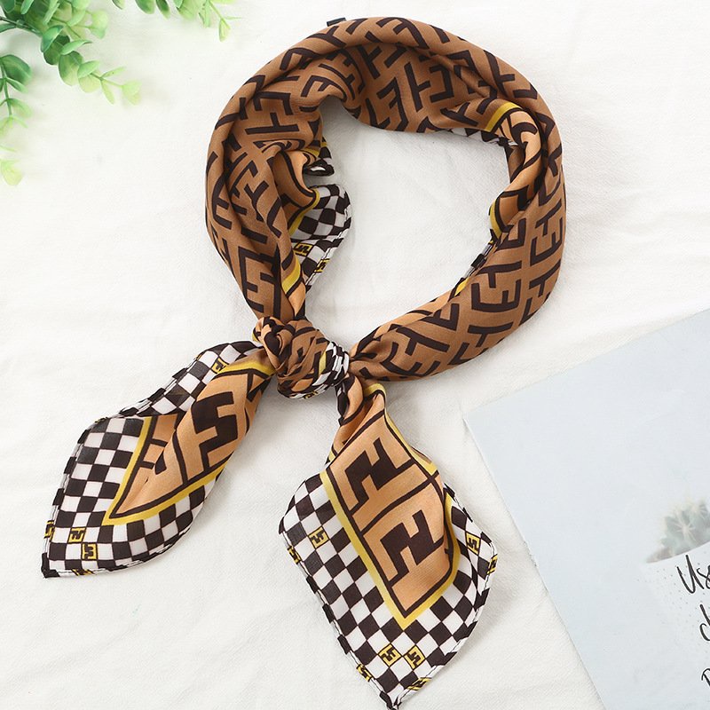 khăn lụa vuông CHỮ HIỆU choàng cổ cao cấp 70x70cm Khăn bandana lụa ThyThy,áo choàng-HOT TREND