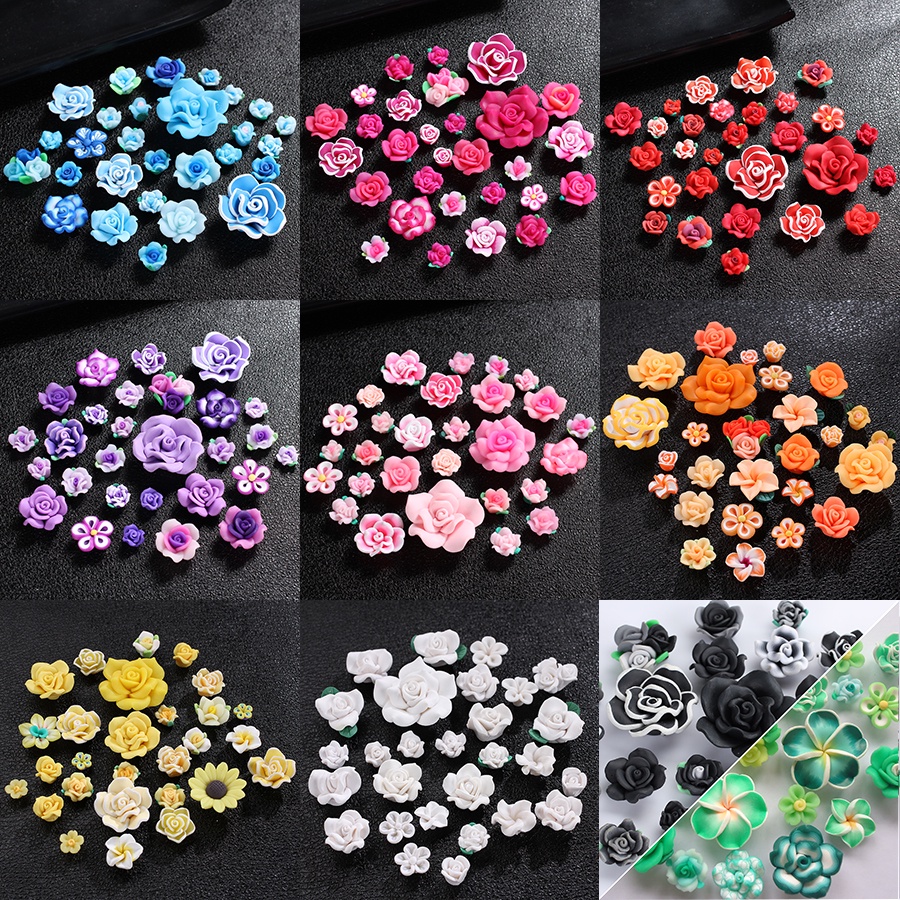 Túi 28 Bông Hoa Bằng Gốm Mềm Tự Trang Trí Cho Điện Thoại/Bông Tai