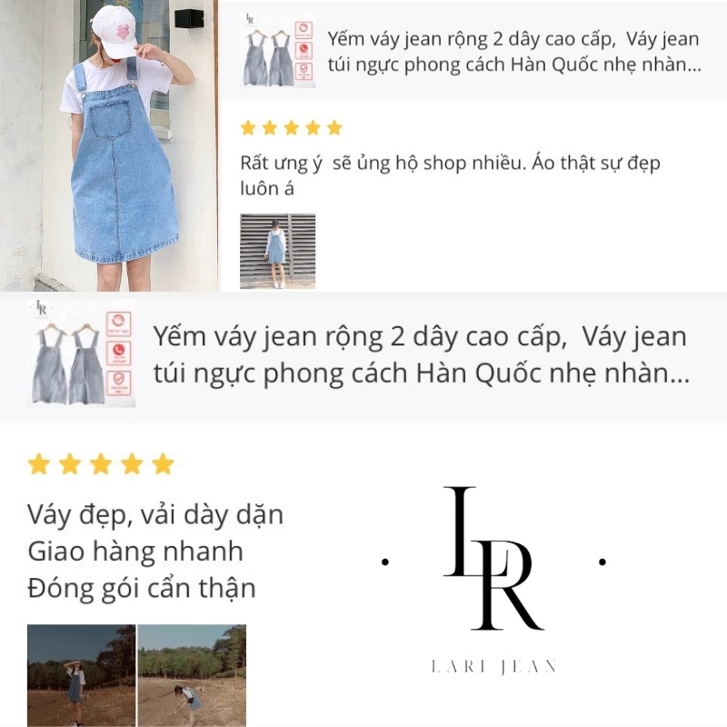 Yếm váy jean rộng 2 dây cao cấp, váy jean túi ngực phong cách Hàn Quốc nhẹ nhàng, cá tính - Lari jean | BigBuy360 - bigbuy360.vn