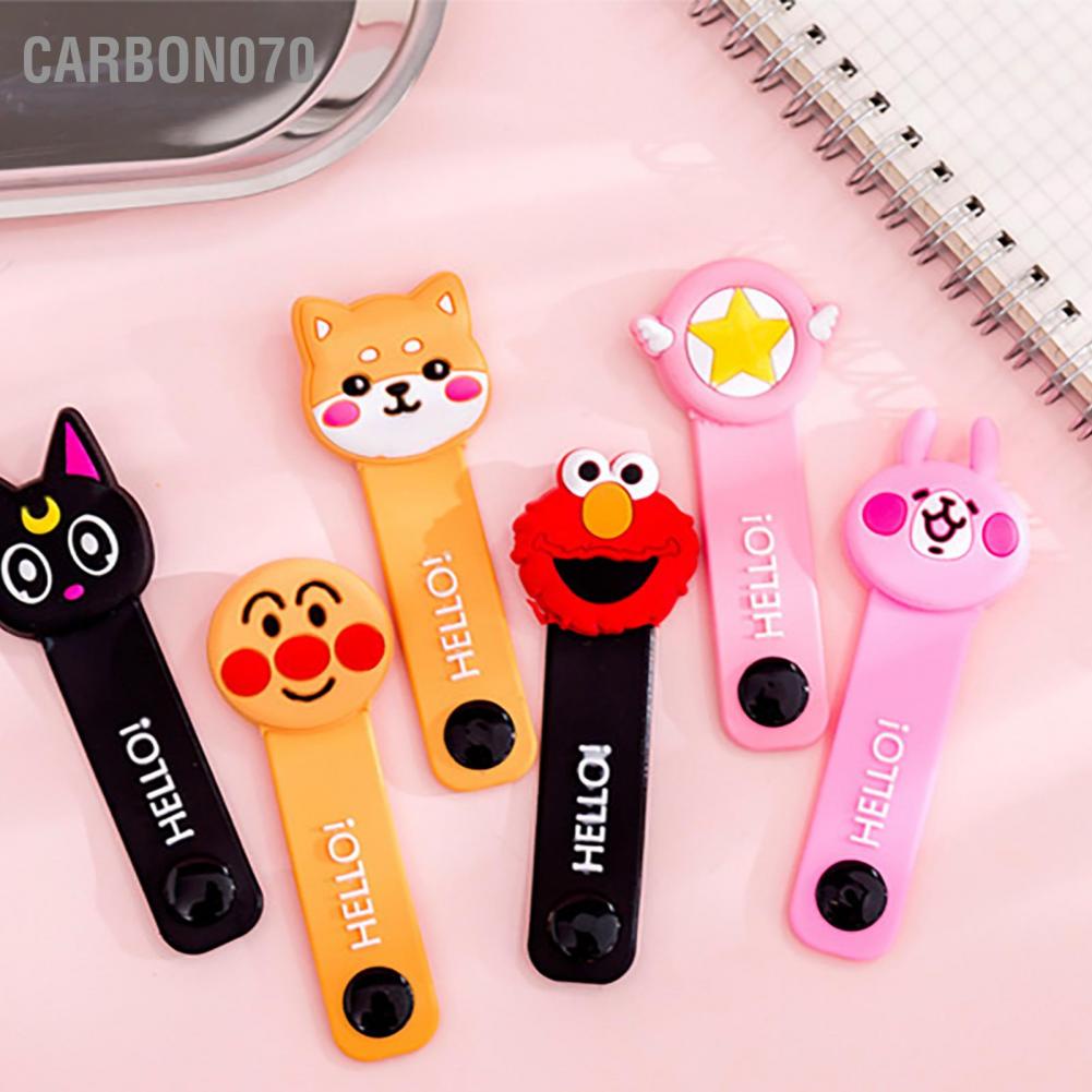 Carbon070 Cartoon Cable Winder Lovely Silicone Wire Ties Botton Earphone Cord Organizer Headphone Holder