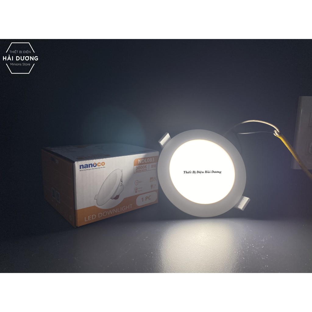 Đèn Led Downlight Âm Trần Nanoco 8w NDL083 / NDL086 Khoét lỗ Ø90mm - Ánh Sáng Trắng / Vàng