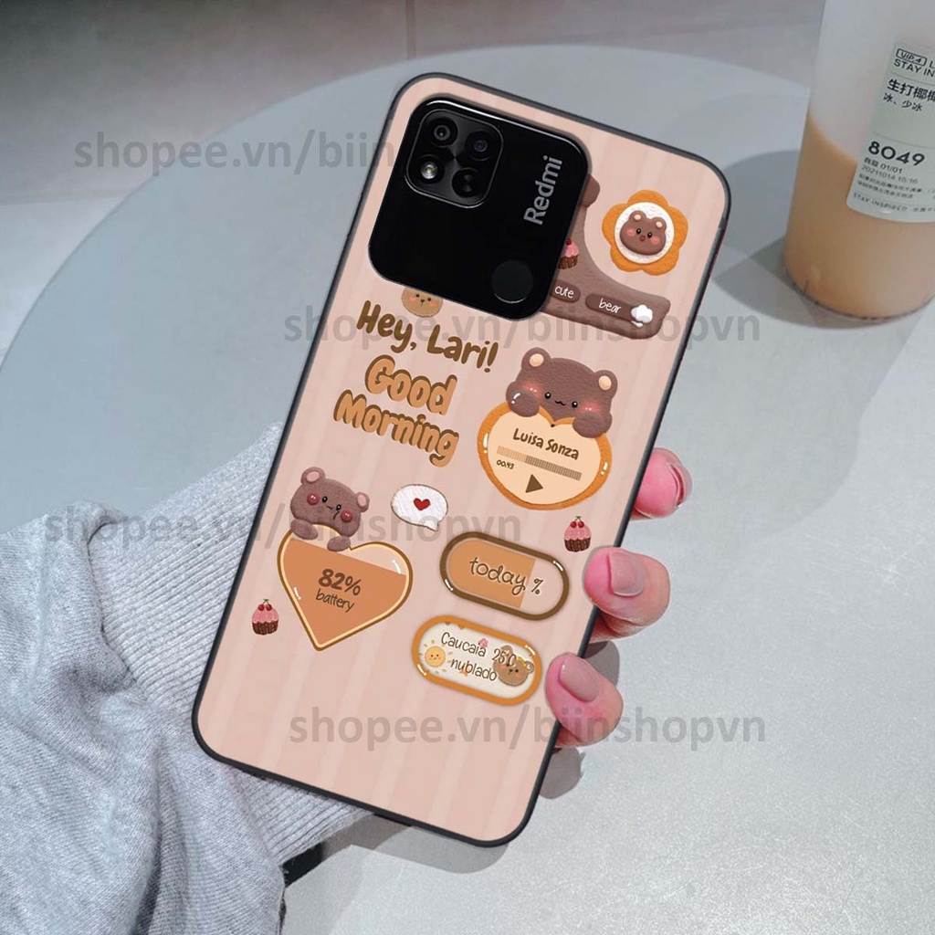 Ốp Xiaomi Redmi 10C / Redmi 10A in 3D icon gấu nổi siêu xinh, siêu đáng yêu, cá tính phong cách