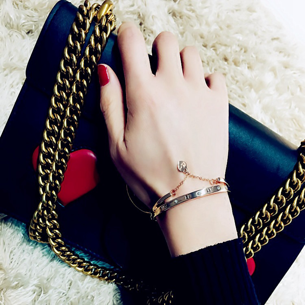 Vòng Đeo Tay Mặt Hình Trái Tim Bằng Thép Không Gỉ Sang Trọng Cho Nữ|Vòng Tay Mạ Bạc Nhiều Màu Thời Trang