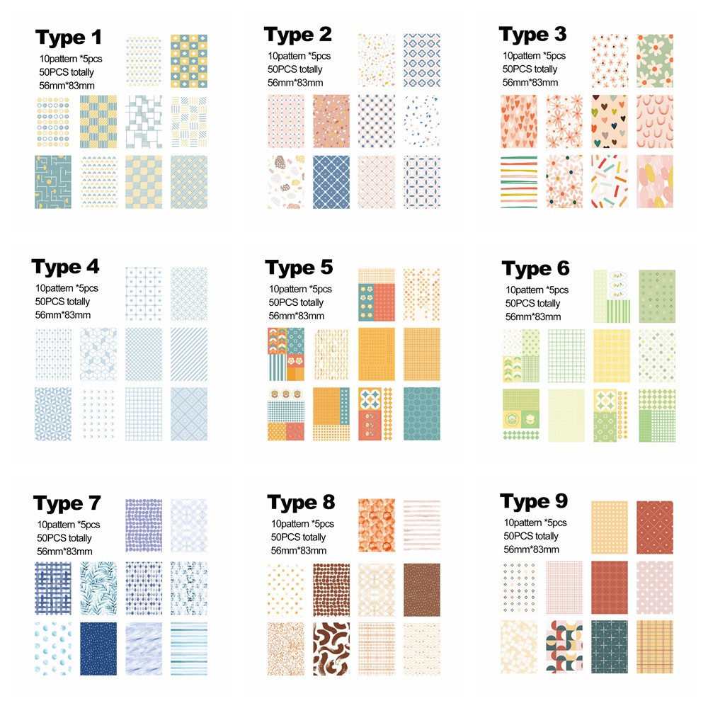 Set 50 Giấy Làm Thiệp Họa Tiết Hình Học Sáng Tạo