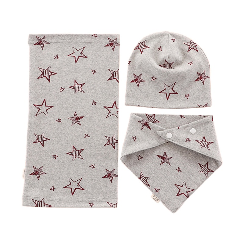 Set 3 Món Gồm Nón + Khăn Choàng + Yếm Ăn Bằng Vải Cotton Thu Đông Cho Bé Sơ Sinh