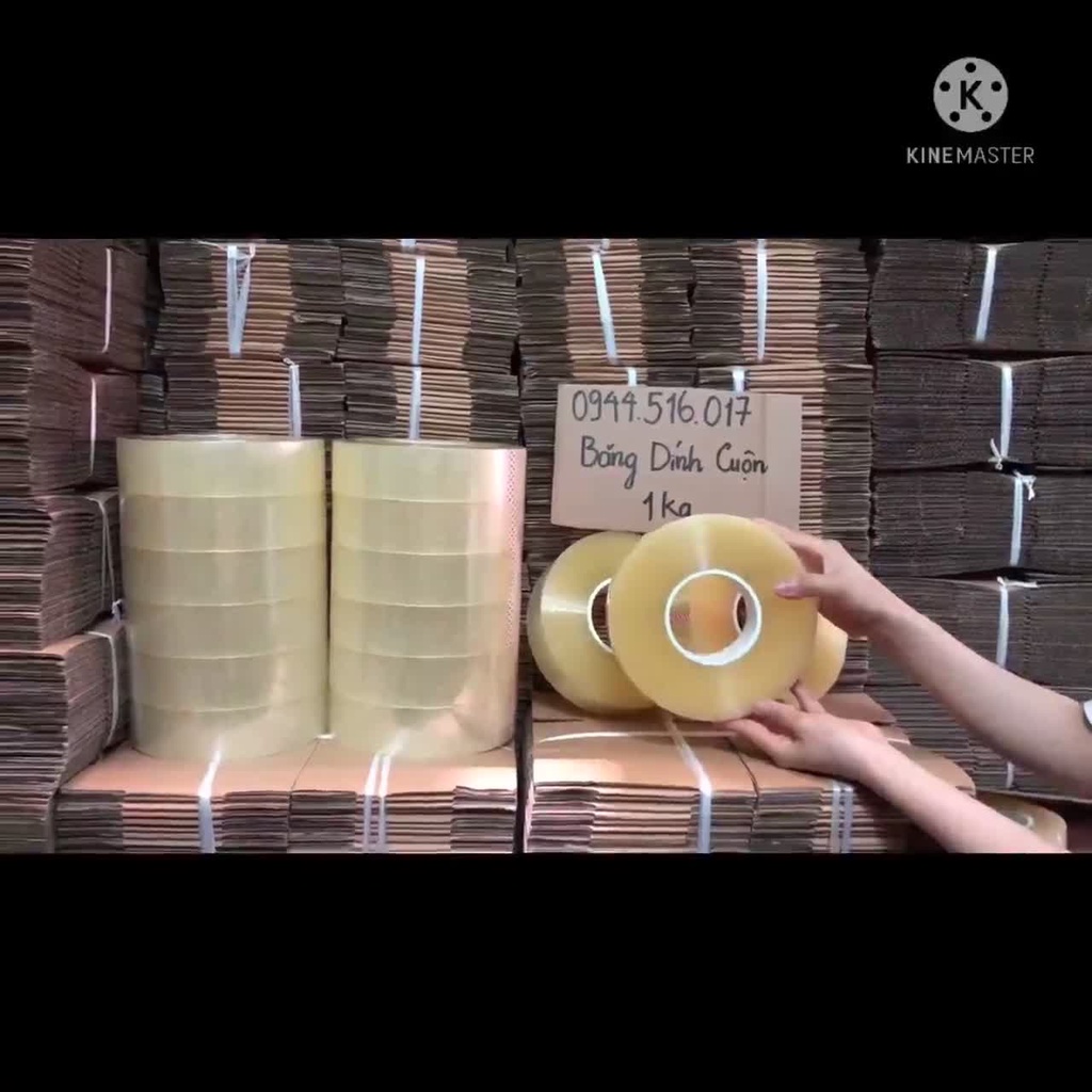 [Sỉ/Lẻ] Cuộn băng dính bản to 1kg đóng hàng siêu dai, siêu bền lõi mỏng 5mm - HÀNG CHẤT LƯỢNG